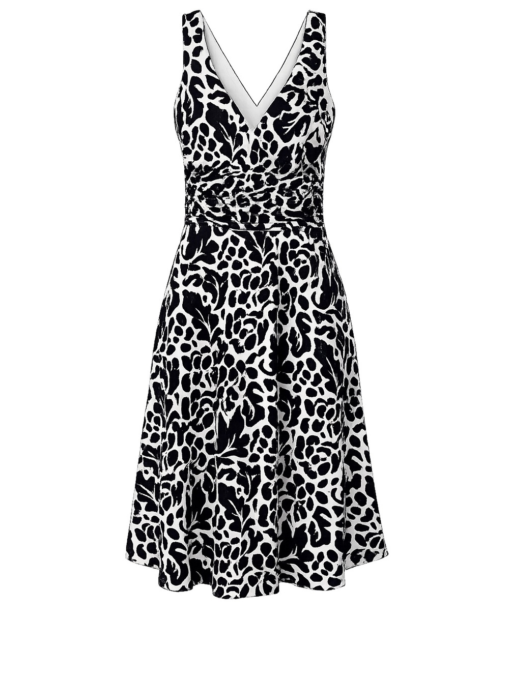 Harold’s 100% Silk Floral Fit & Flare Midi Dress Black White Size 0 Sleeveless